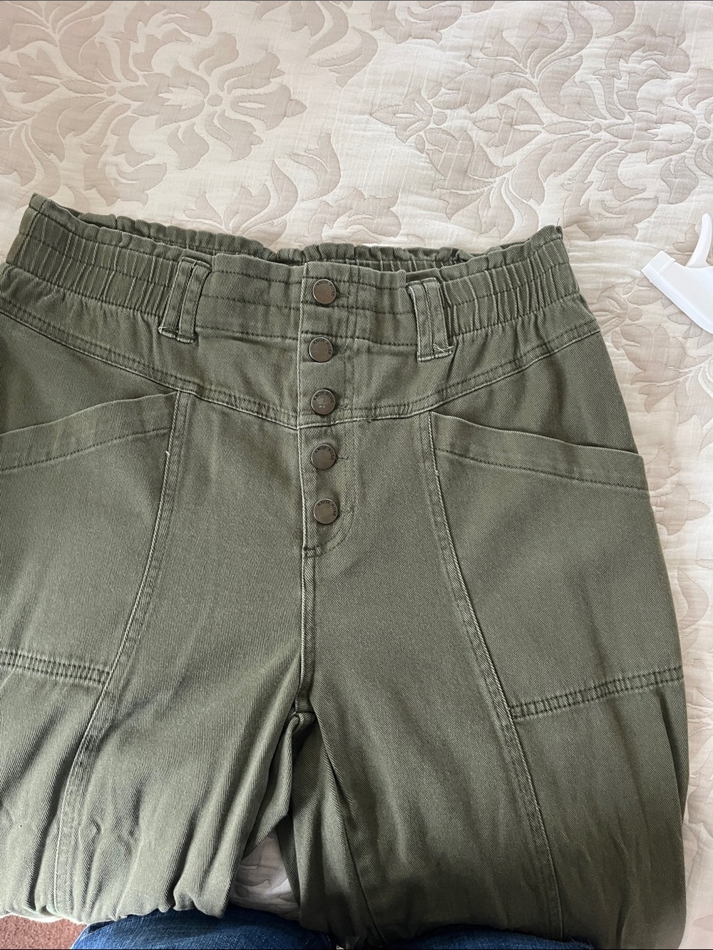 Knox Rose Olive Green Cargo Pants with Button Front